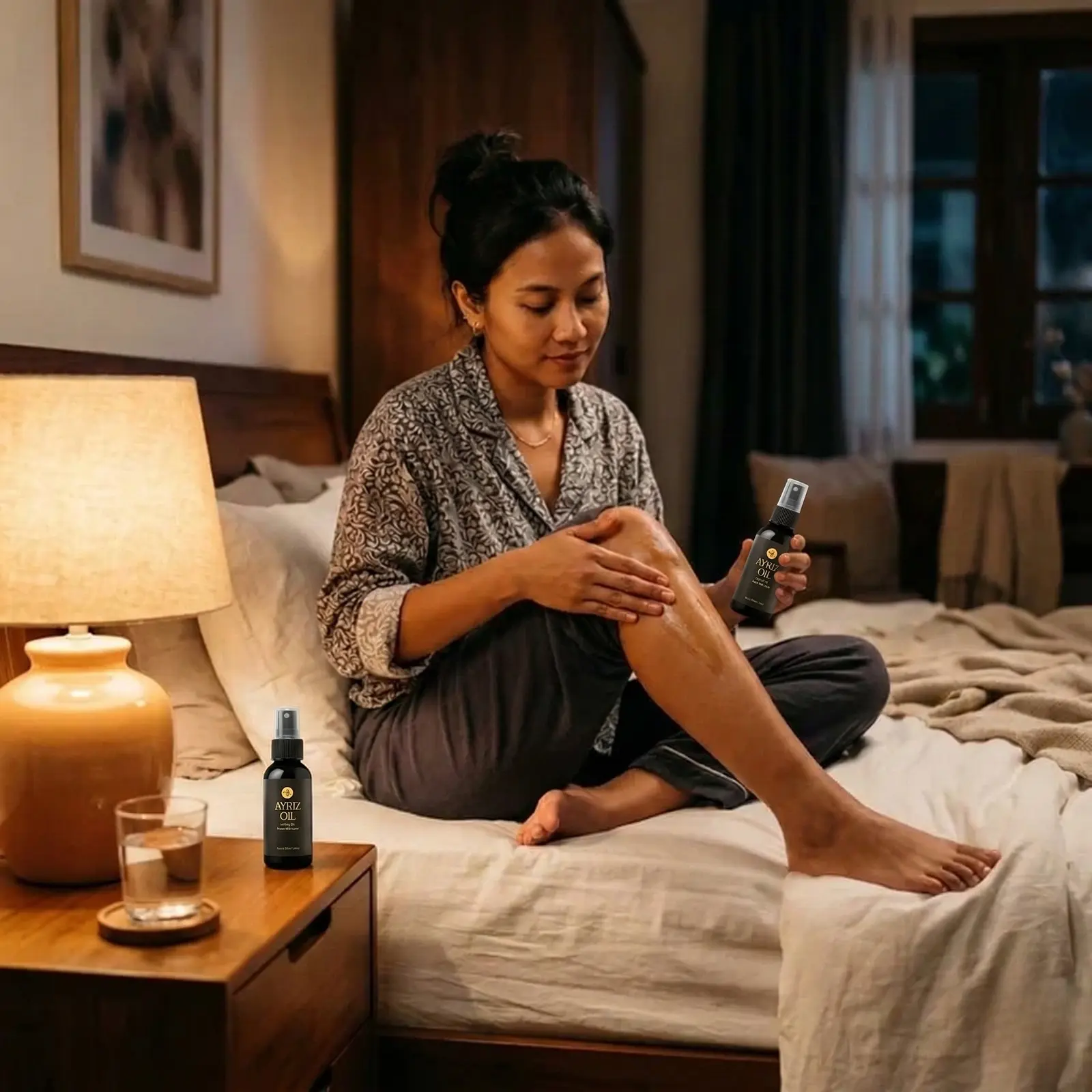 Mengoleskan Ayriz Oil di malam hari